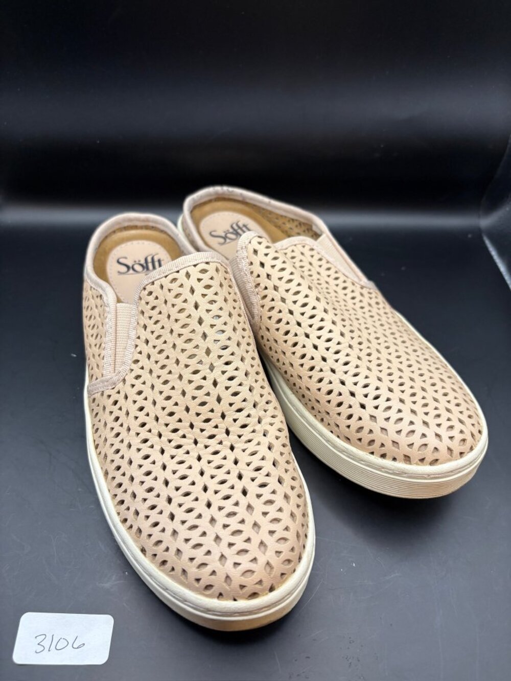 Sofft Beige Laser-Cut Slip-On Flats